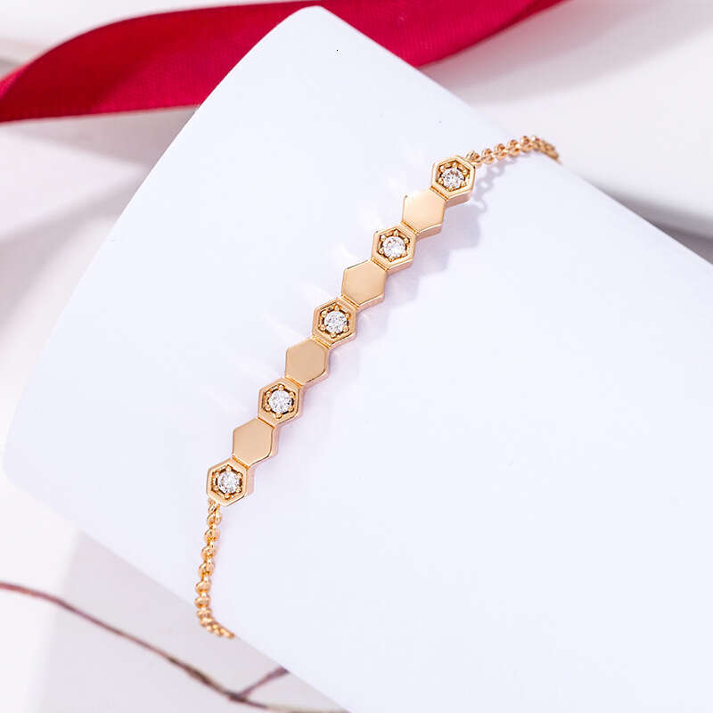 Paris Honeycomb Bracelet Rose Gold Sier Interlaced Dia Fresh Fashion Simple Light Unisex Couple Gift