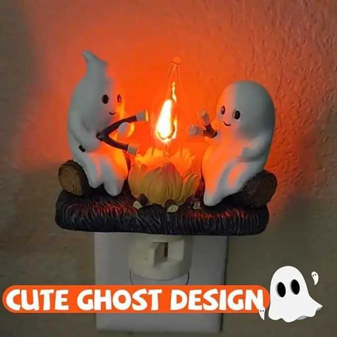 Ghost Campfire Flickering Halloween Night Light 3D LED Small Campfire Light For Indoor Halloween Decorations Z250710