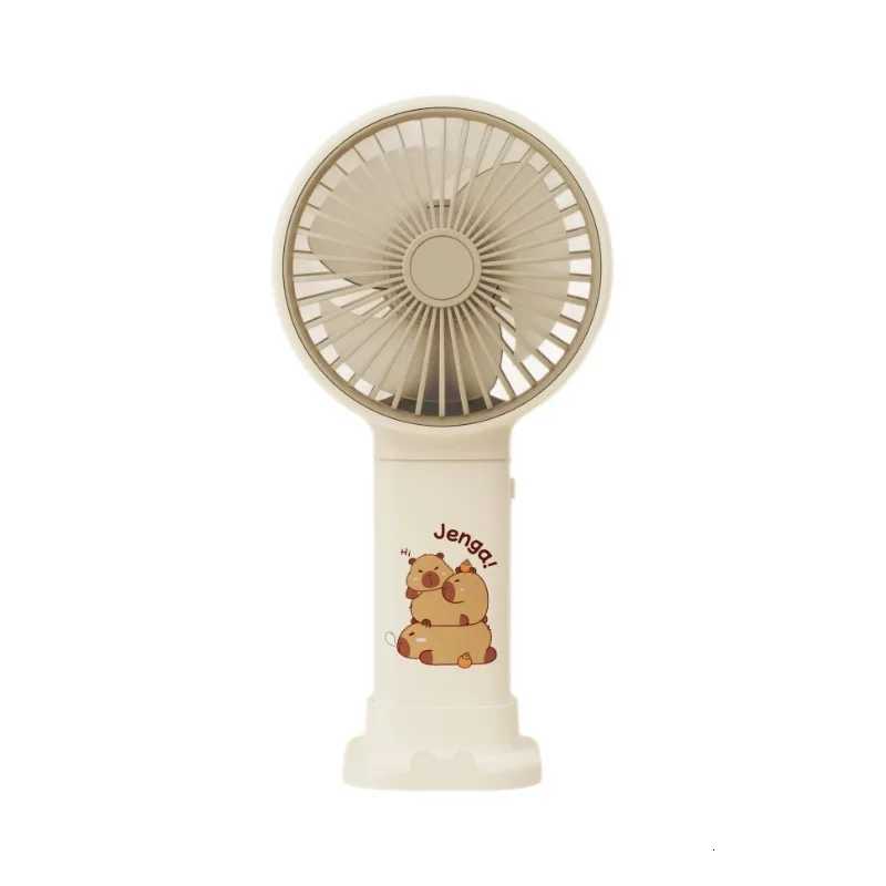 Capybara Print Handheld Summer Cool Small Fan Mobile Phone Solid Color Stand USB Charging Gift Fan East Desktop Fan XJ250710