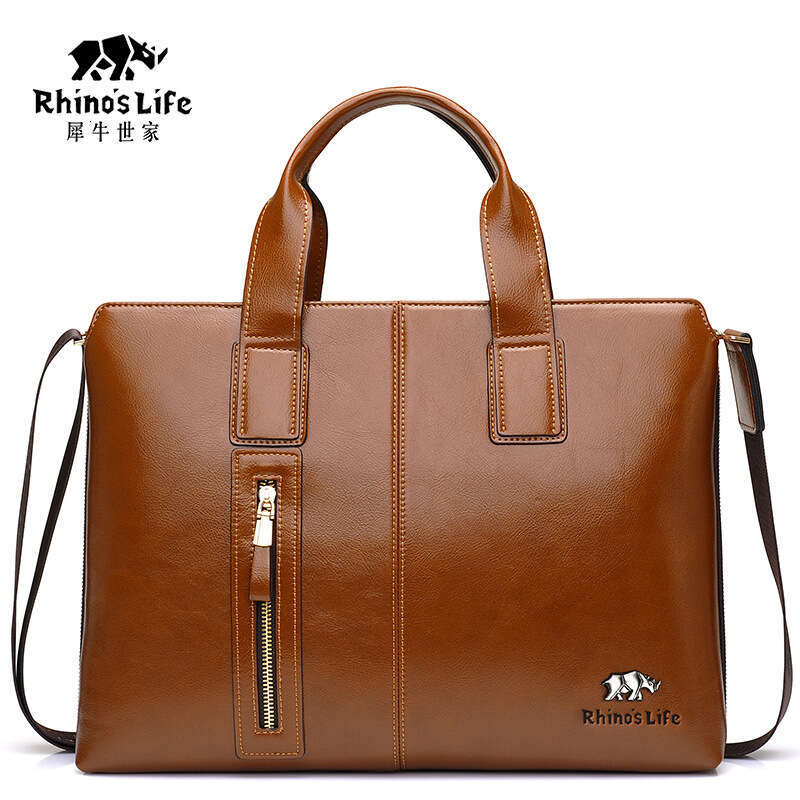 Briefcase High-End Feel Soft Leather Large Capacity Trip Laptop Bag Men's Textured Business Commuting Office Handbag Designer Luxury Sac Homme Pu