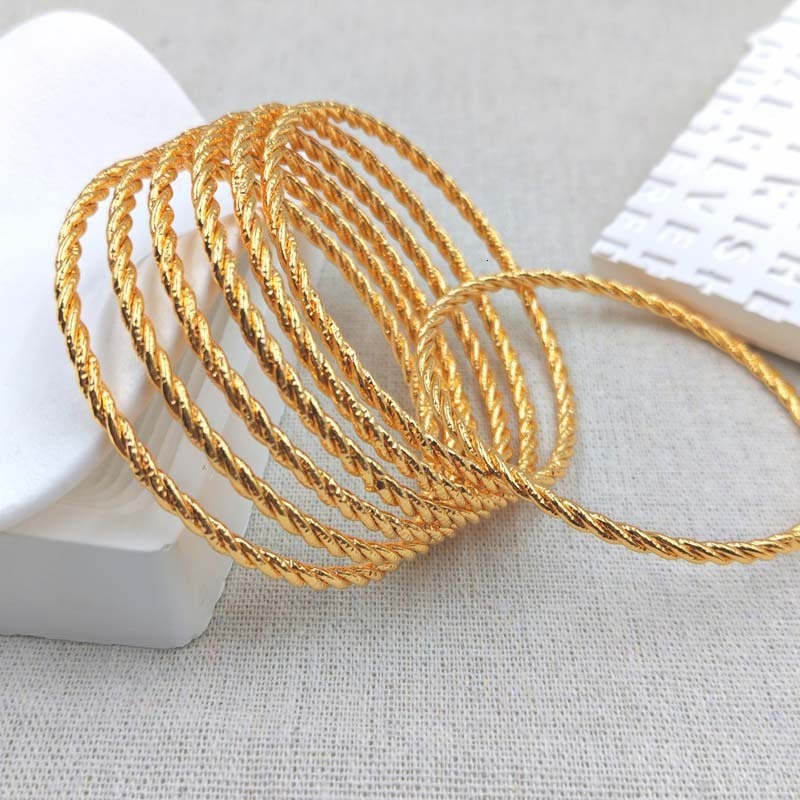 8pcs Fashion Dubai Bangle Jewelry Gold Color Dubai Bracelet for Men/Women Africa Arab Items Wedding Bridal Gifts 250324