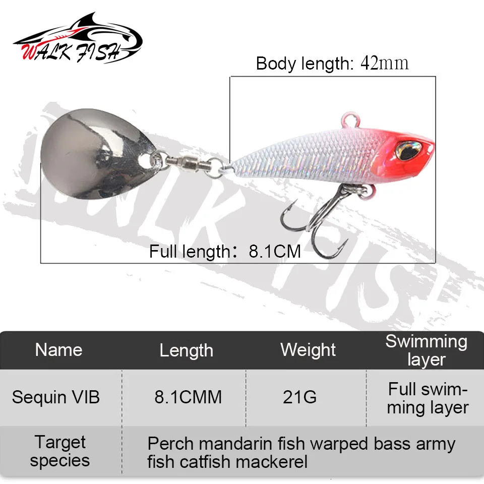 WALK FISH 7g 11g 15g 21g Spinner Bait Metal VIB Fishing Lure Rotating Tail Vibration Sequins Japan Wobbler Trolling Pesca y250708