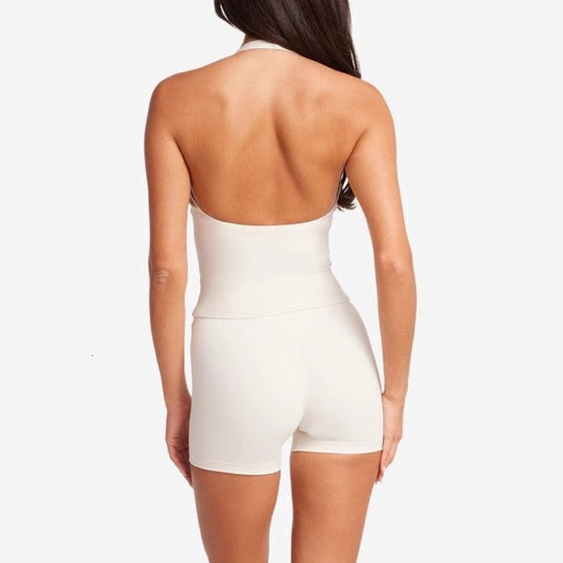 V-neck Cross Halter Sports Vest with Chest Pads Outfit for Women High-end Yoga Shorts Set