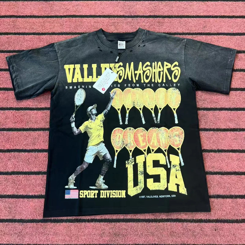 Fashion Mens Vale T-shirts Monster Basketball Player Full Print Short Sleeve Harajuku Style Retro VALLEY Top Tee 250709