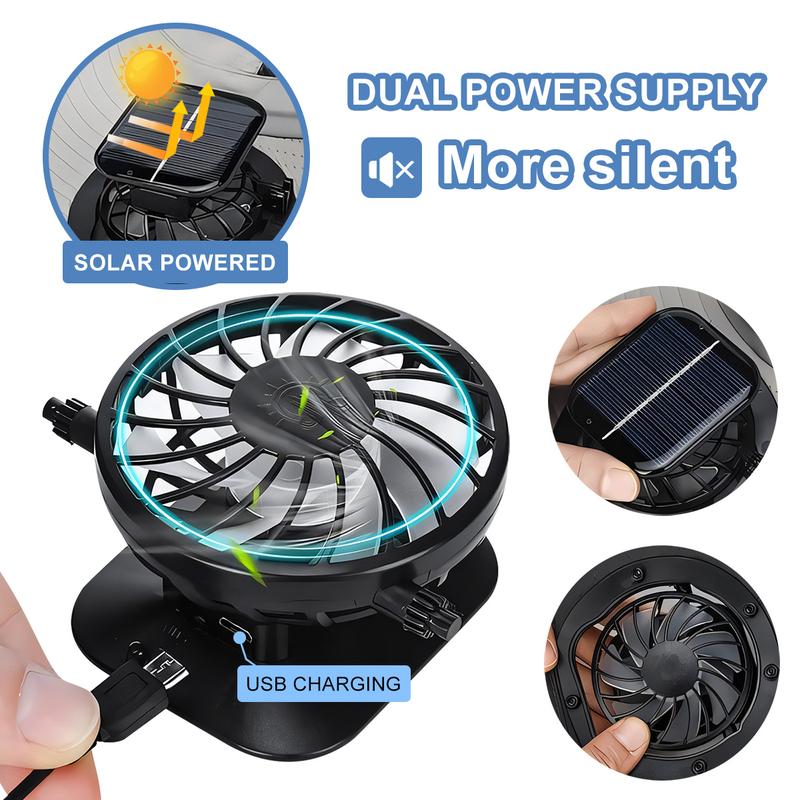 Solar Powered & USB Charging Full Mesh Electric Fan Cap - Waterproof with UV Protection