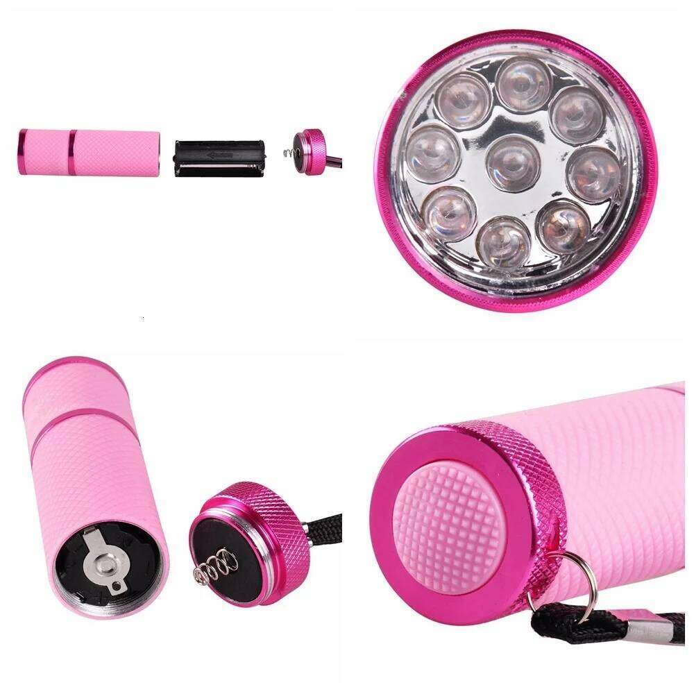Biutee Mini 9 LED Flashlight Gel Adhesive Glue Curing Lamp Light Handheld Dryer UV Flashlights Nail Tool X250710