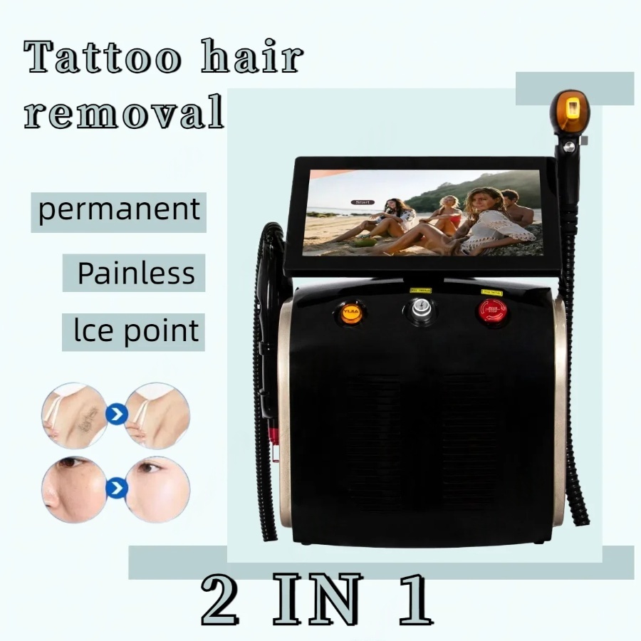 3 Wavelength 808nm 2 in 1 Diode Laser Hair Removal and Tattoo Removal 755/808/1064nm Precise Wavelength Smooth Skin Rejuvenation