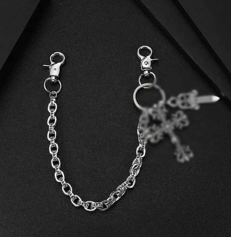 chrome personality street jumping pendant retro versatile trouser chain waist chain men's and women's bag chain accessories ins