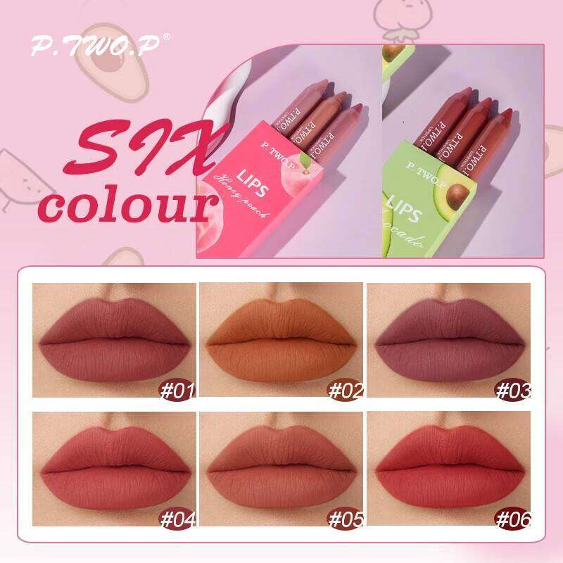 P.TWO.P 3 Pcs Set Different Colors Sexy Long Lasting Waterproof Matte Lipstick Pencils Moisturizer Lips Makeup Kit Lip X250710