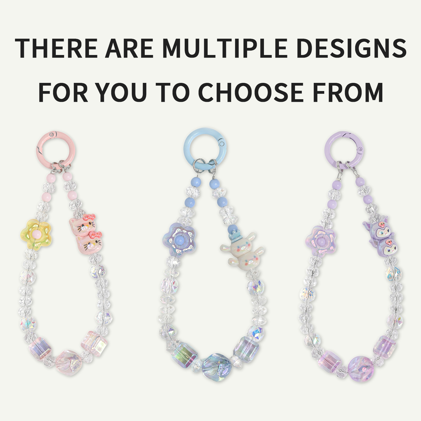 Cartoon Character Transparent Bead Phone Chain fashionable mobile phone chain