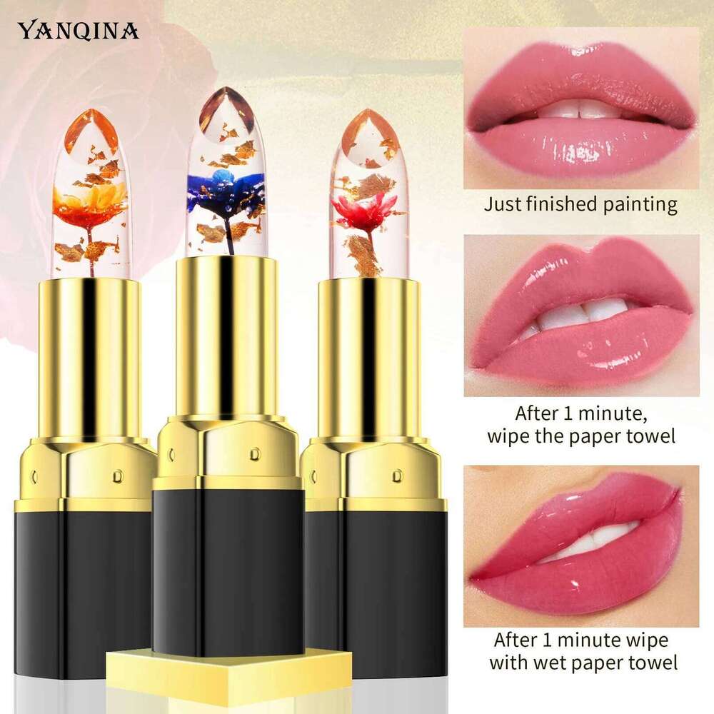Temperature Color Changing Lip Balm Crystal Jelly Flower Lipstick Gloss Transparent Long Lasting Moisturize Lips Makeup Cosmetic X250