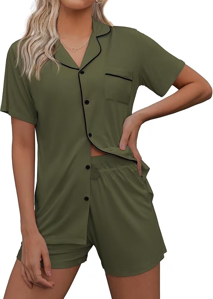 B964-New arrival pajamas casual lapel ladies home wear suit shorts short sleeve suit