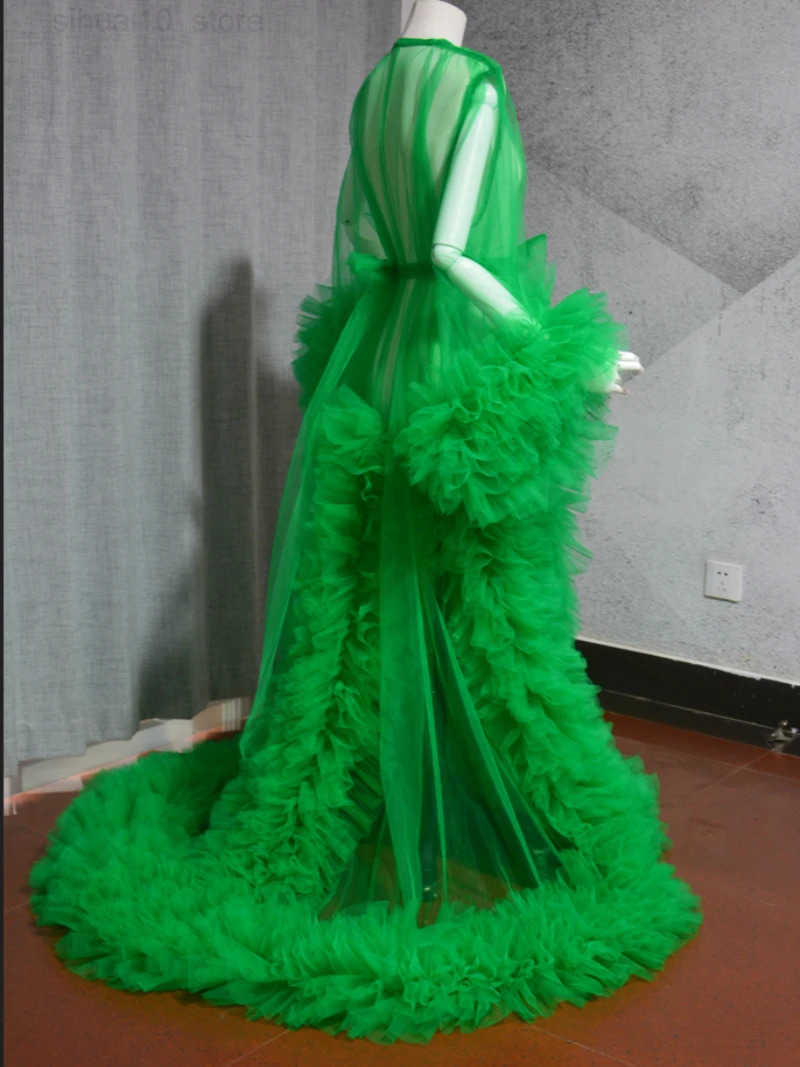 Women Dressing Gown Perspective Shr Long Tulle Robe Puffy Pregnancy Maternity Dress for Baby Shower Nightgown Slpwear custom Z250710