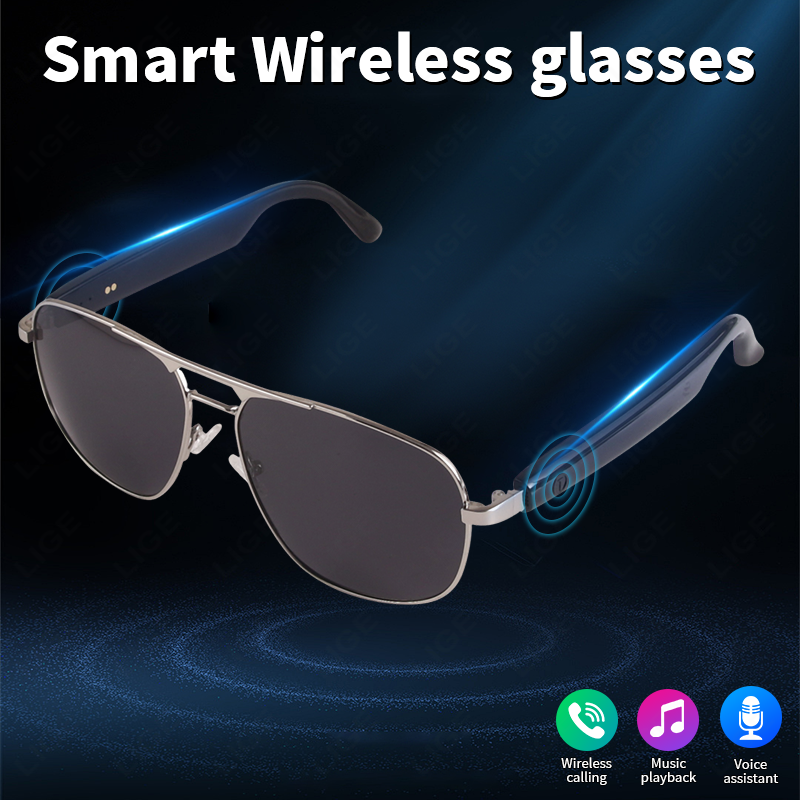 Smart Bluetooth sunglasses UV400 for both men and women, audio glasses with open-ear speakers, music control, calls, voice assistant, suitable for iOS