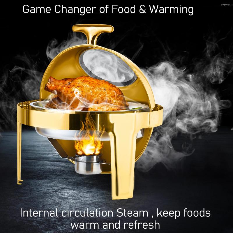 Plates 6L Buffet Dish Catering Warmer Round Chafing Set Stainless Steel And Warmers With Lid
