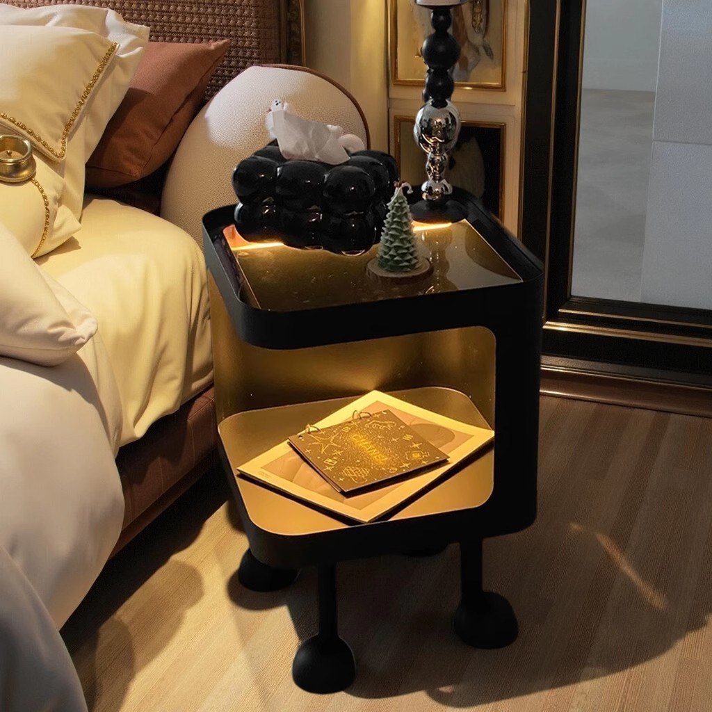 M9082 Small bedroom side cabinet creative storage high-end shelf iron art