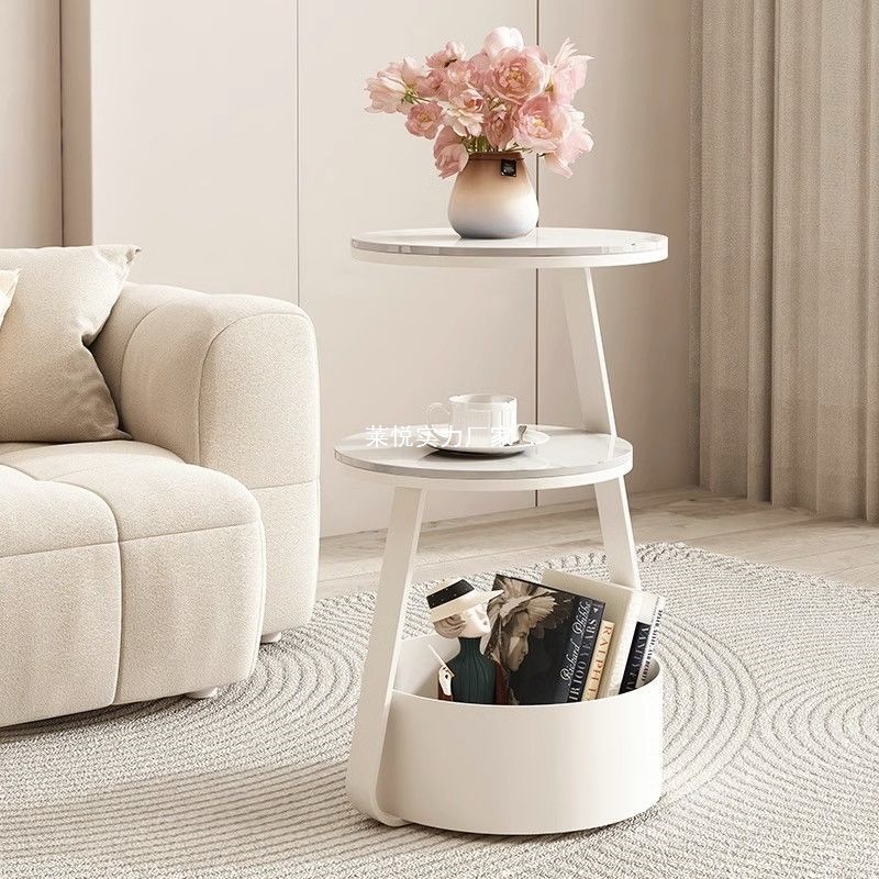 B7106 Modern simple small round table cream style sofa side table living room small apartment corner table