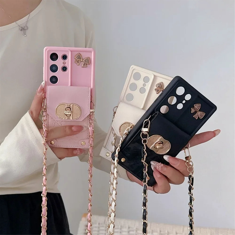 Solid Color Crossbody Wallet Case for Samsung Galaxy S24 S21 FE S25 Ultra S23 S22 Plus A06 A16 A56 A36 A54 A55 A35 A25 A15 Cover 250710