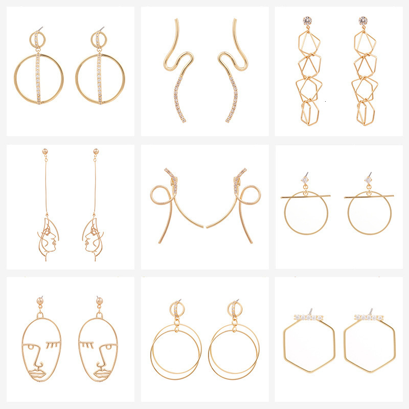Fashion Classic Elegant Earrings Line Face Mask Geometric Copper Inlaid Zircon Hoop 250710