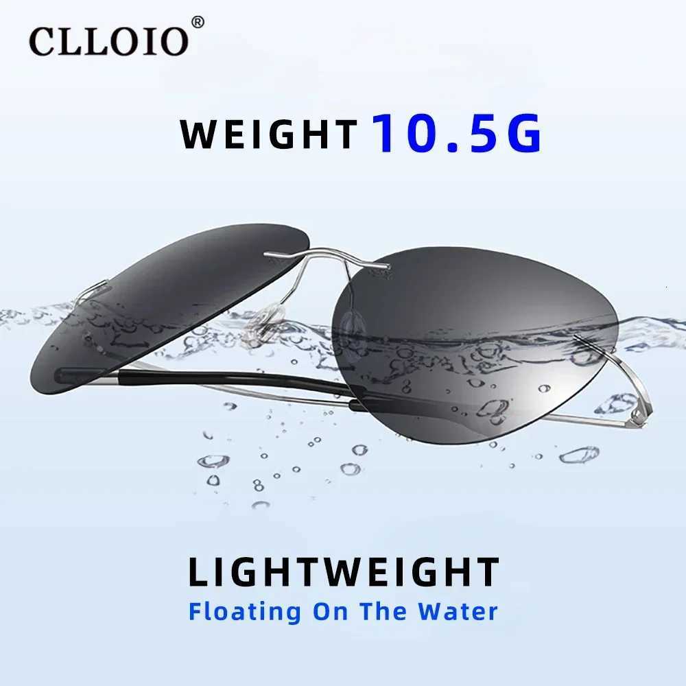 CLLOIO tralight Pure Titanium Polari Sunes Men ot Rimss Anti-Glare Driving es UV400 Fashion Sunshade Eyewear W250709