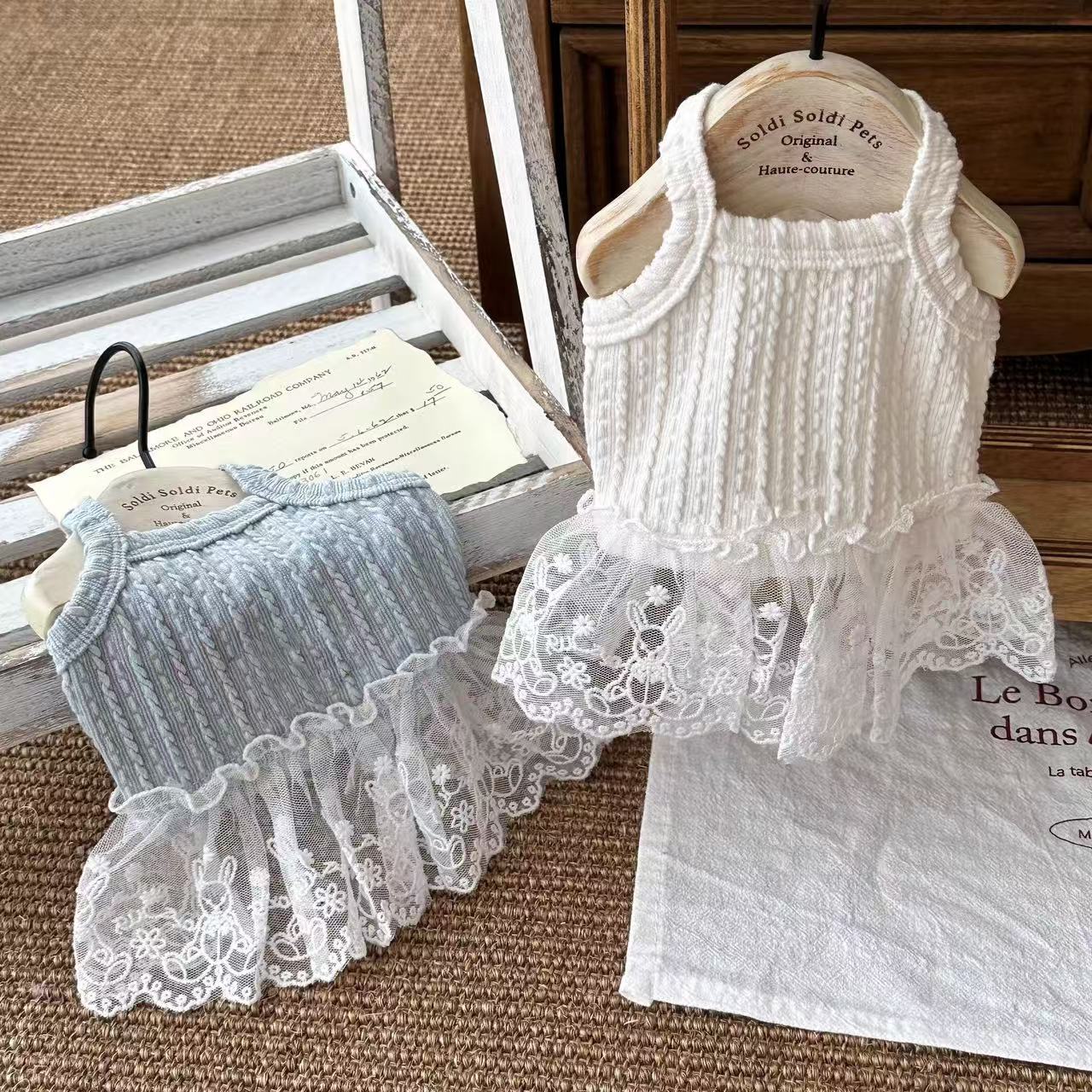 T669 Pet Clothes Lace Skirt Dog Chihuahua Panda Mi Sun Protection Suspender Vest