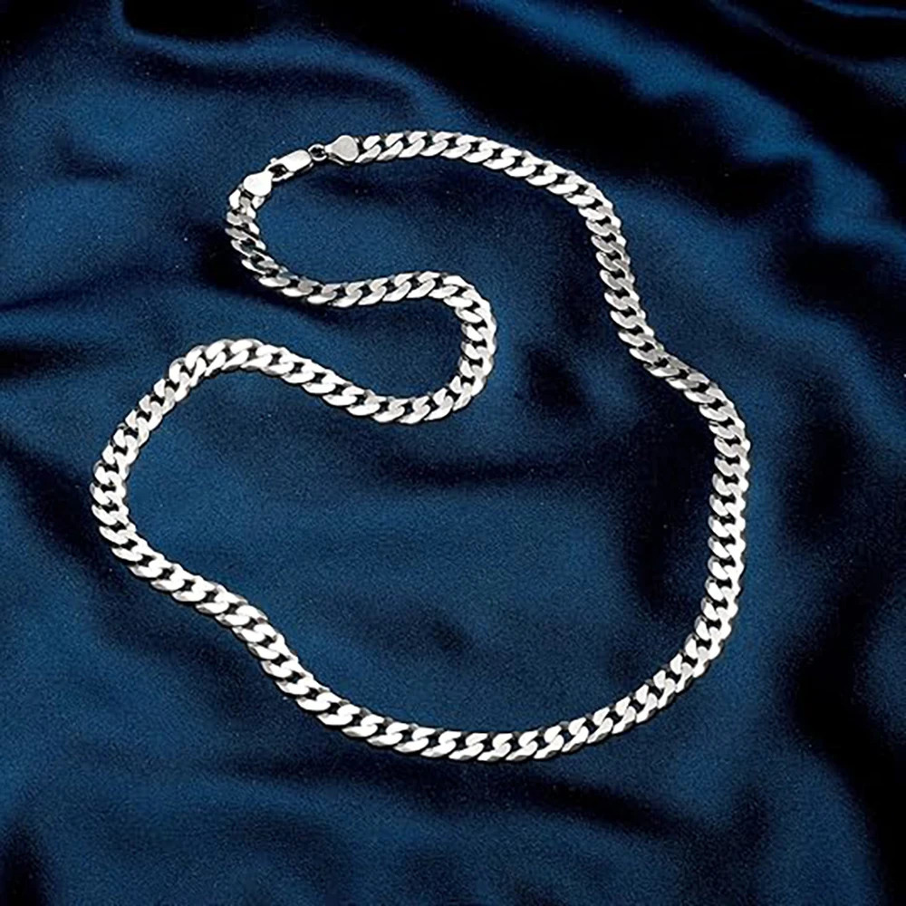 7mm Mens Cuban Link Chain 925 Sterling Silver Necklace Curb Cuban Link Chain Chokers for Women Hip Hop Jewelry Ships from USA 250707