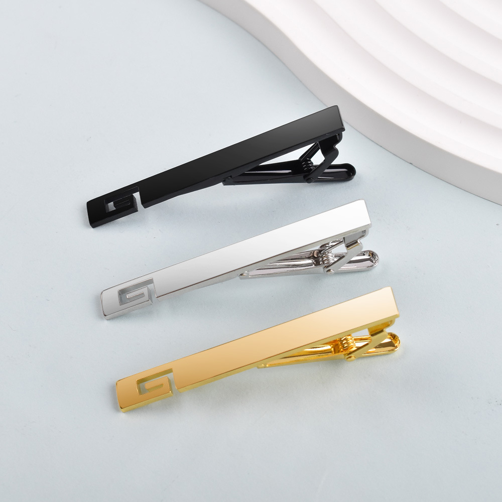 Chic Color-Matched Tie Bars Holders 3-Piece Tie Clip Set Gold Silver Tone Clasp for Gents Men Without Chain