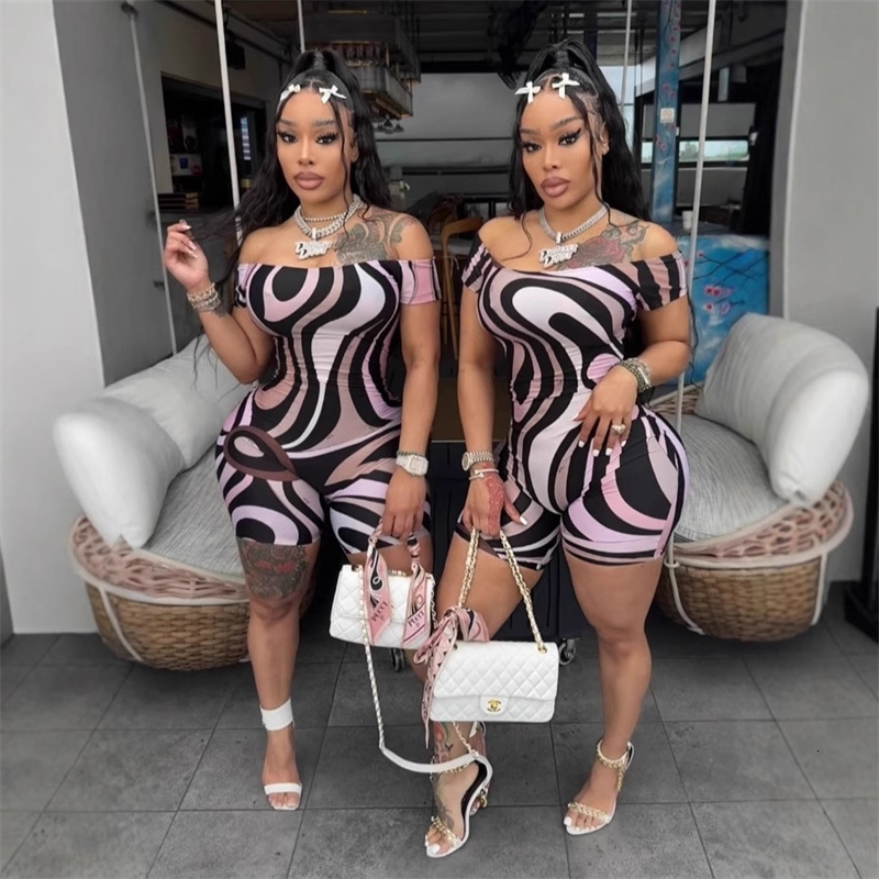 Women Jumpsuits 2025 Slim Sexy New Fashion Hot Girl Printed Strapless Jumpsuit Shorts