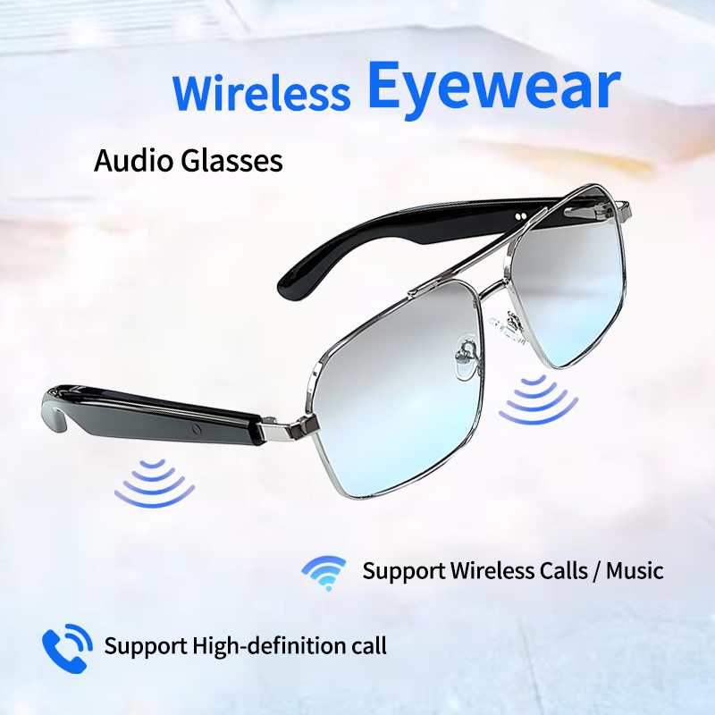 LIGE Smart glasses, adaptive photochromic lenses with light, open ear speakers and microphones Automatic on/off Outdoor sports glasses Music control