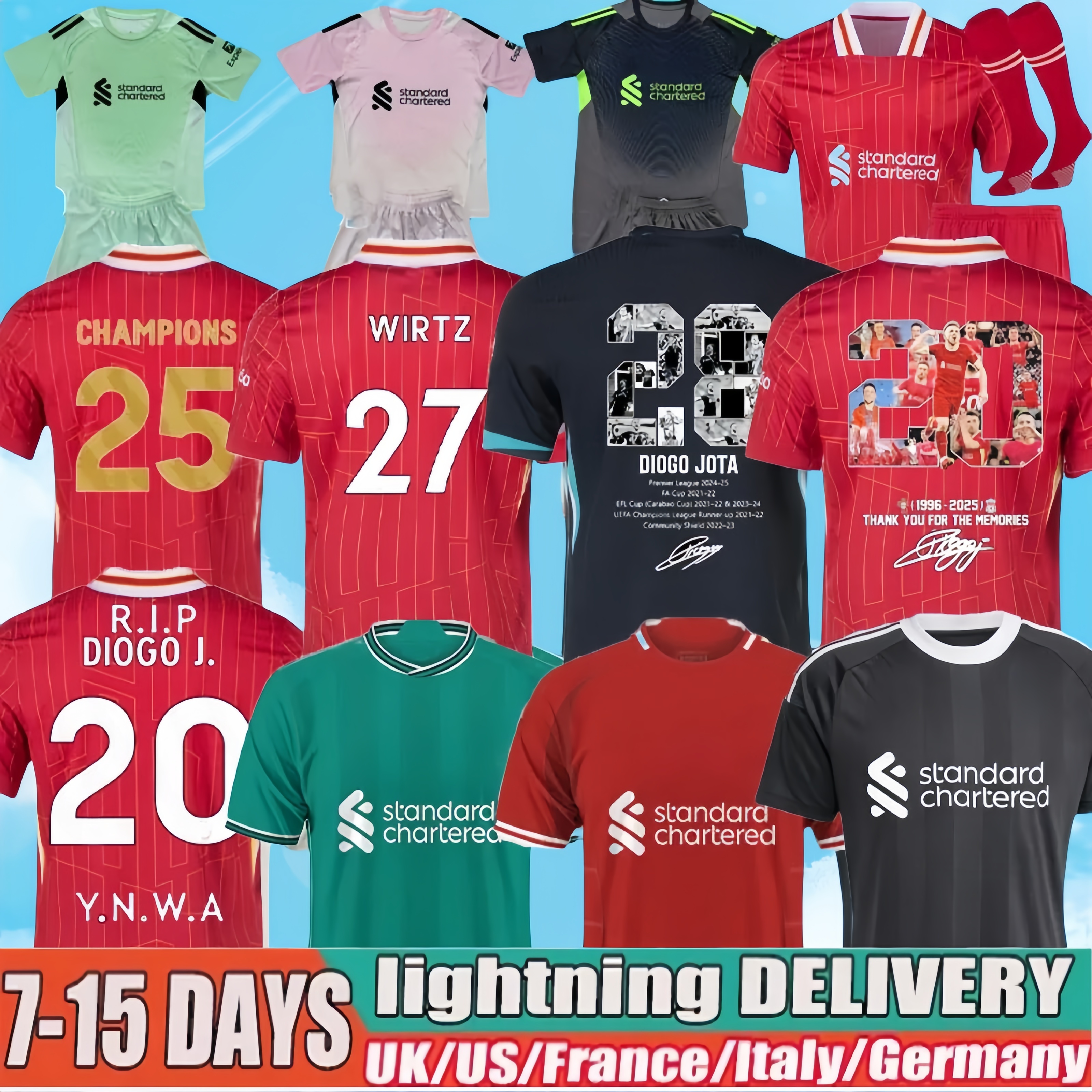 3XL 4XL 25 26 WIRTZ soccer jerseys DIOGO J. frimpong Chiesa 2025 2026 Camiseta men kids kit football shirts home away fans player uniforms Special Istanbul 2005 salah