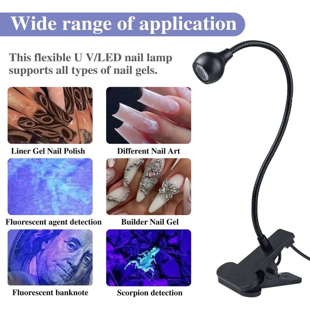 LED UV Light for Drying Polish Gel Clip-On Flexible Desk Mini USB Lamp Portable Nail Dryer Manicure Salon Tools X250710