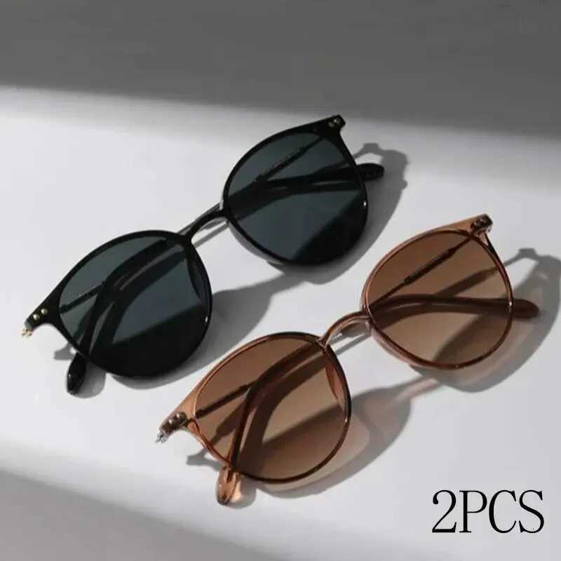 2 Pairs Per Set Small Round Sunes Wen Cute Skinny Cat Eye Eyewear Men Vintage Narrow Cateye Sunes Set W250709