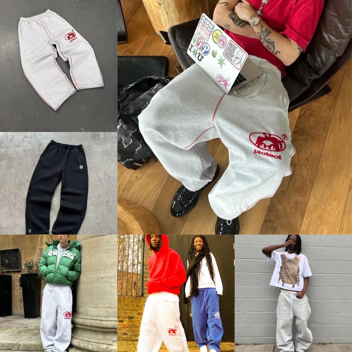 Hip Hop PROTECT Casual Fashion Sweatpants Letter Embroidery Men Women High Waisted Joggers Y2K Drawstring Cargo Pants