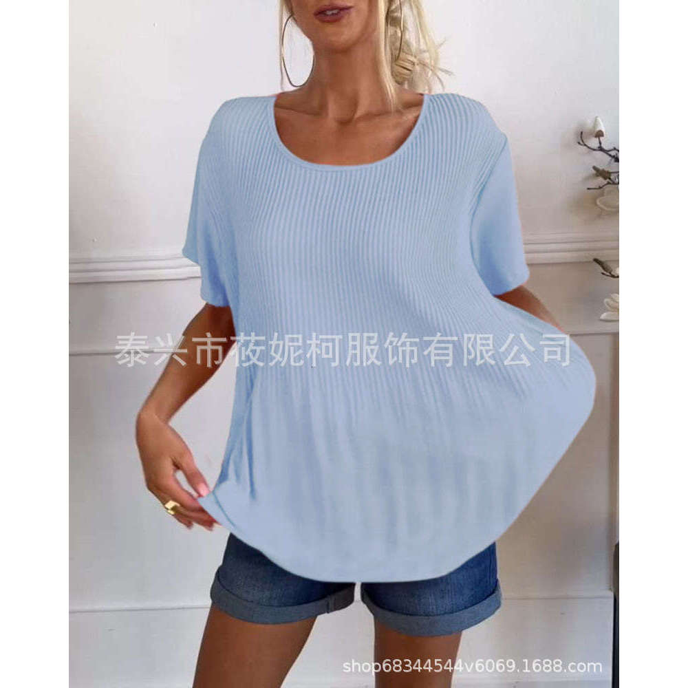 Plus Size Stylish Age-Reducing Pleated Short Sleeve Women's Summer Versatile High-End Elegant Simple Fashion Top B5