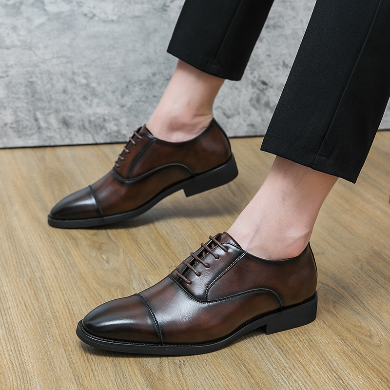 1882-1 British men's formal leather shoes, cowhide pointed shoes, groom's wedding shoes, business casual men's shoes