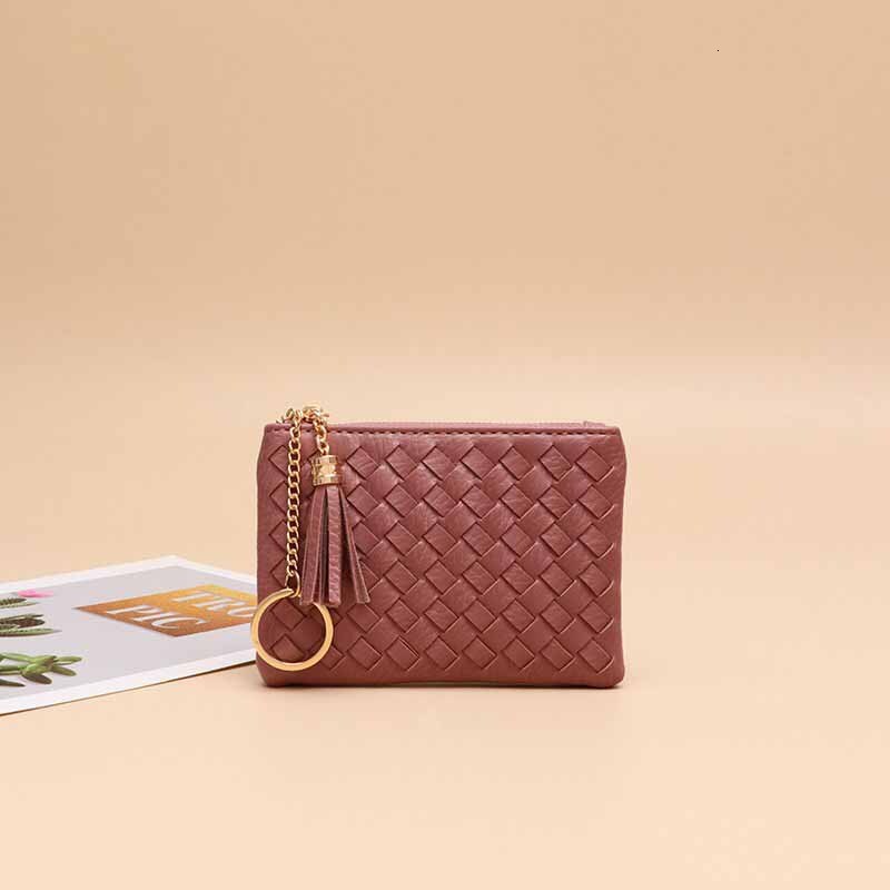 Free Shipping Designer New Zipper Small Coin Purse Simple Solid Color Lightweight Card Holder Handwoven Bag Cute Exquisite Women's Wallet Key Cha