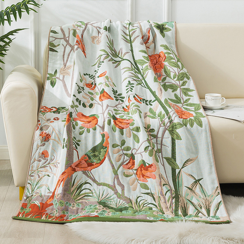 Large Bath Towel Cotton Gauze Woven Floral Bath Towel For Home Bathroom Bathrobe Spa Sauna Shower Wrap Beach Towel