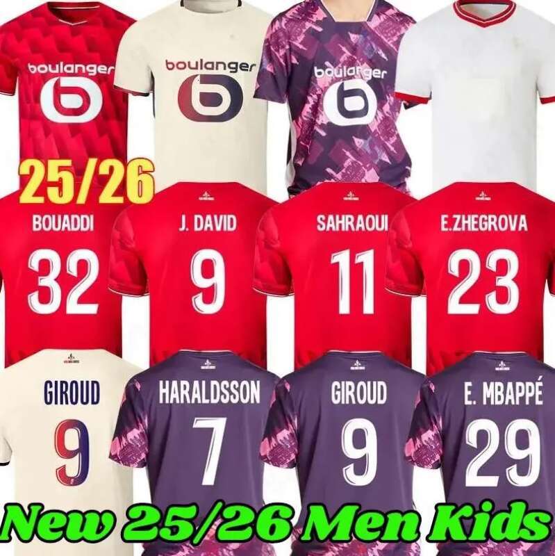 25 26 Soccer Jerseys GIROUD J DAVID LOSC Angel ZHEGROVA ANGEL YAZICI 2025 2026 Football Shirt 80TH Lille anniversary HARALDSSON Fourth Maillot Men Kids Kit