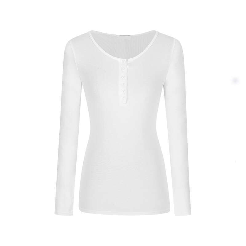 Spicy Girl Button Slim Fit Long Sleeve T-Shirt Base Shirt For Women Early Autumn Simple Inner Wear Regular Shoulder Student Top B5