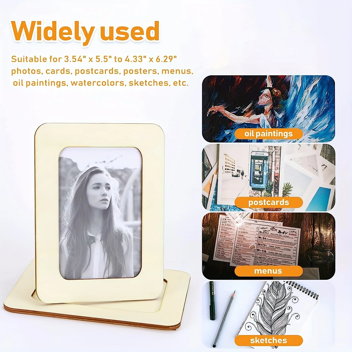 6pcs Wooden Frames for Crafts Photos Standing Postcard Picture Frame Set Unfinished DIY Keepsake Kit Decoratable Coards H260306