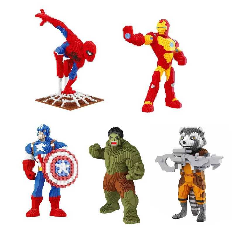 Disney Spiderman Hulk Building Block Iron Man Rocket Raccoon Super Heroes Assembled 3D Model Captain America Mini Brick Figures Toys Z250710