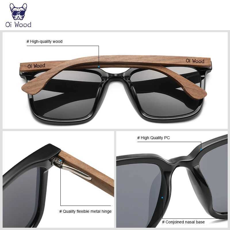 Oi Wood Men Wen Square Sunglasses Wooden Eyees Polarized Blue Sunglasses Mens Luxury Eyewear W250709