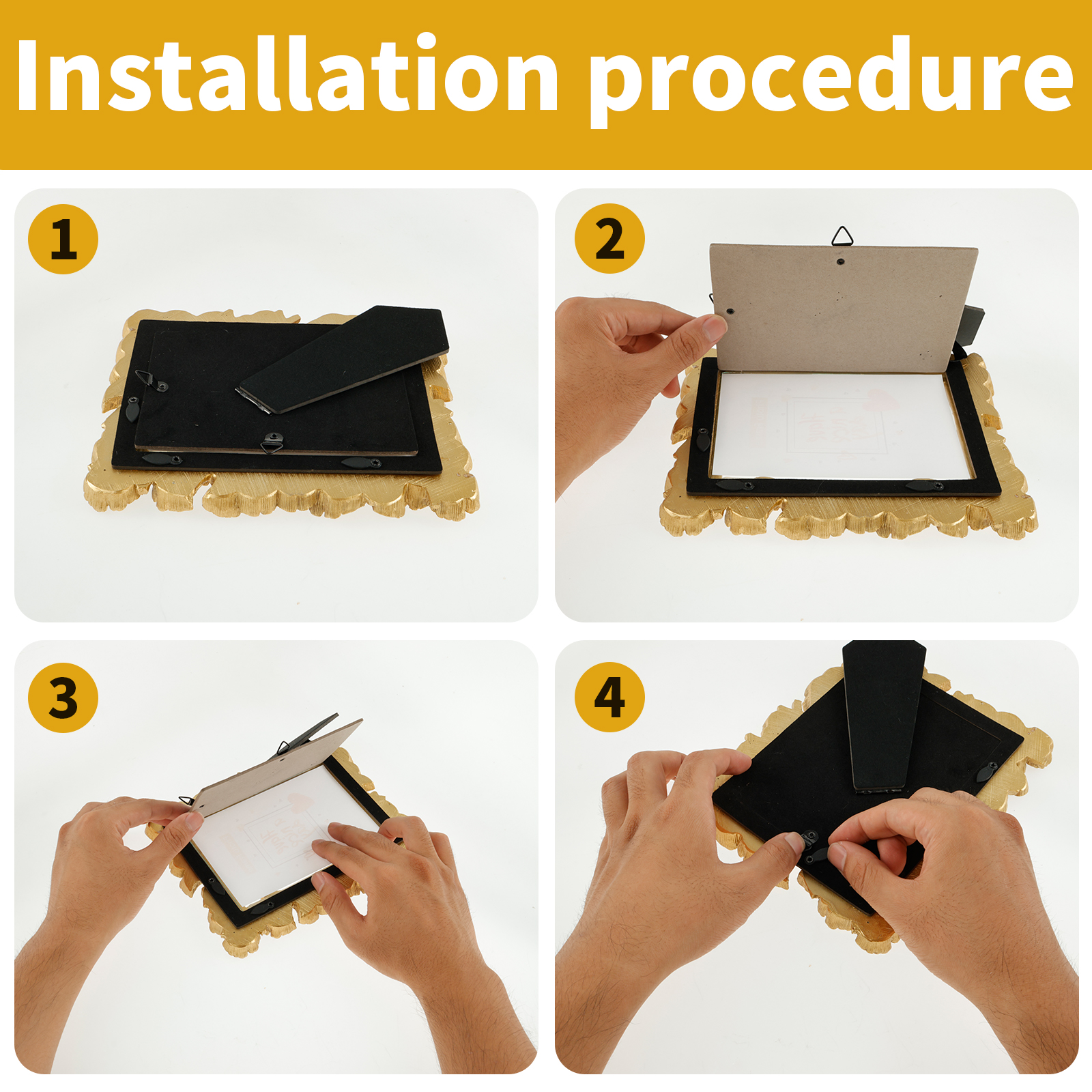 Picture Antique Leaf Textured Frame Vintage Gold Resin Tabletop Display Photo Holder for Home Bedroom Living Room H260306