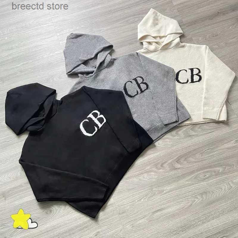 Hoodies Sweatshirts Classic CB Jacquard Top Quty Sweater Hooded Men Women Couple Casual Fashion Knit Hoodie Black Apricot Gray S251161 S251023