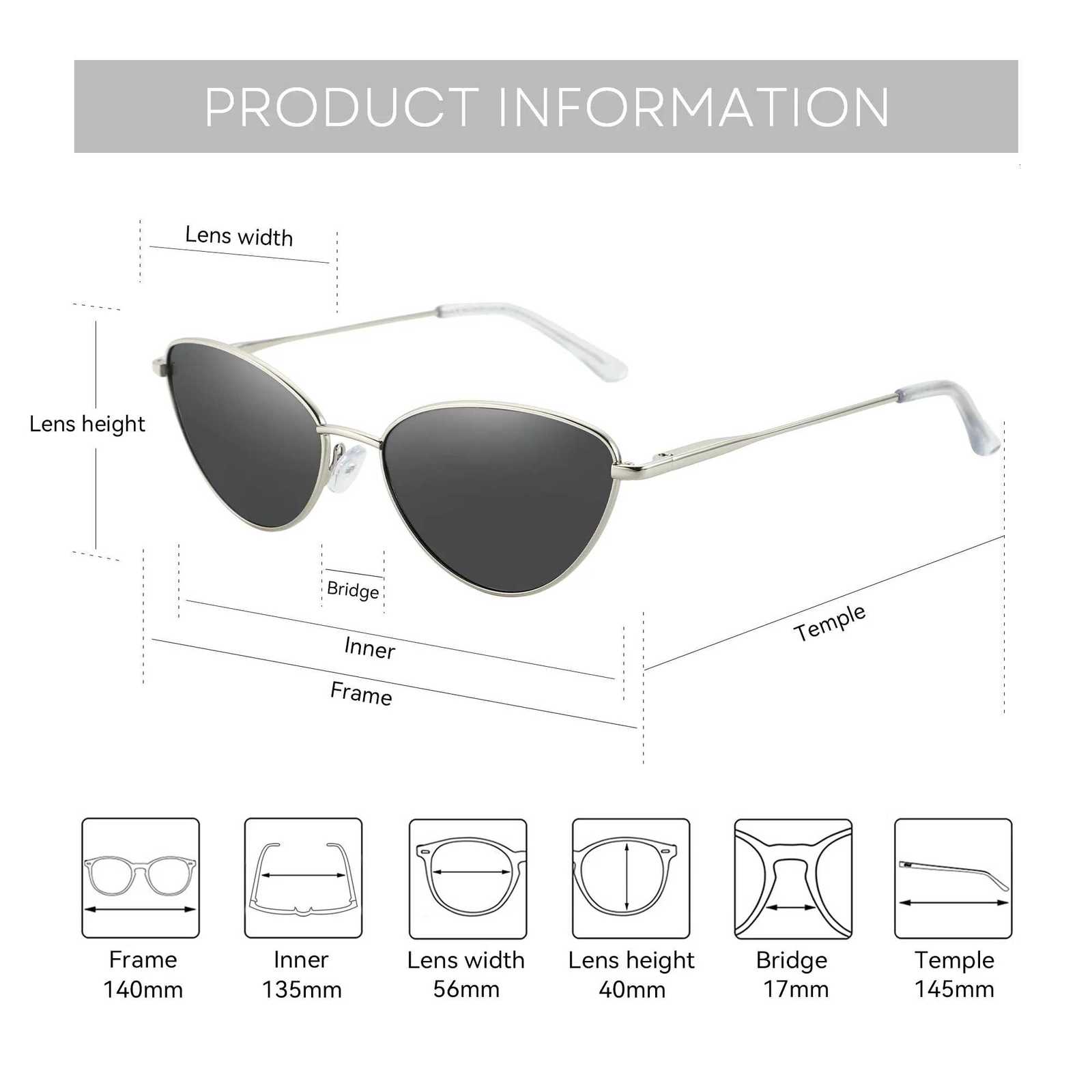 ZENOTTIC Vintage Small Cat Eye Sunes Fashion Narrow Metal Fe Polari Sun es UV Protection for Wen W250709