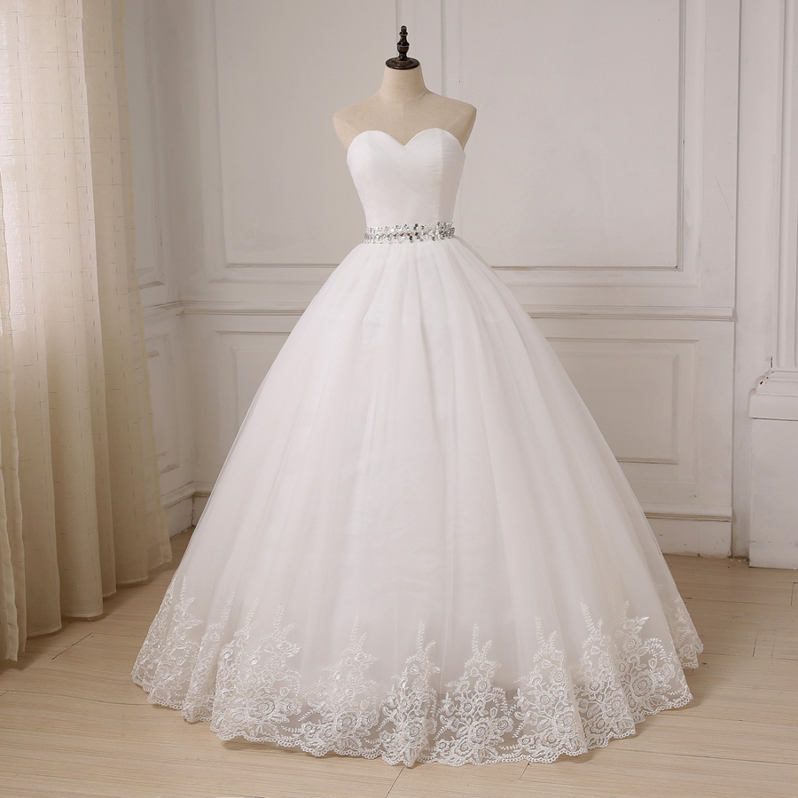 Cheap Wedding Dresses Robe De Mariee Beading Belt Ball Gown Sweetheart Customized Bride Dresses Vestido De Noiva