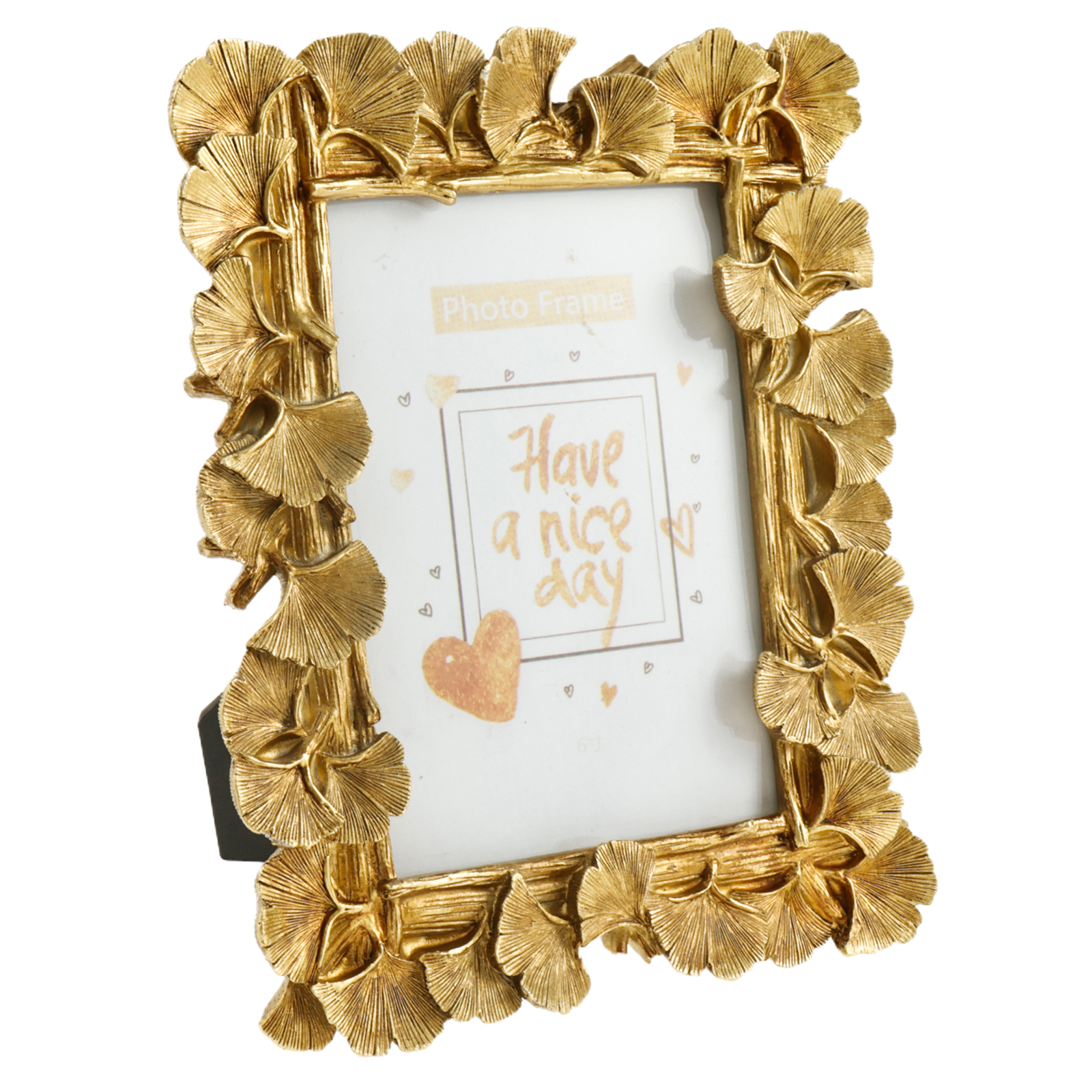 Picture Antique Leaf Textured Frame Vintage Gold Resin Tabletop Display Photo Holder for Home Bedroom Living Room H260306