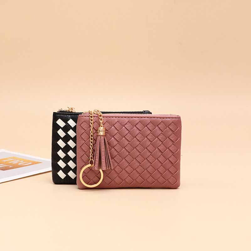 Free Shipping Designer New Zipper Small Coin Purse Simple Solid Color Lightweight Card Holder Handwoven Bag Cute Exquisite Women's Wallet Key Cha