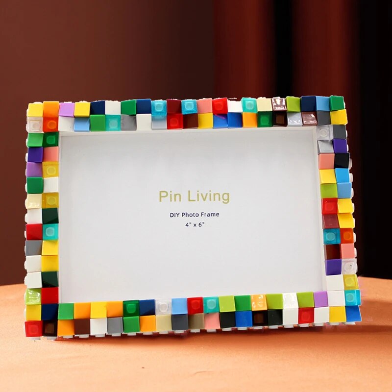 DIY Colorful Building Blocks Frame,Creative Activity Gift, Horizontal Art Deco Decor, Handmade Photo Setting Table H260306