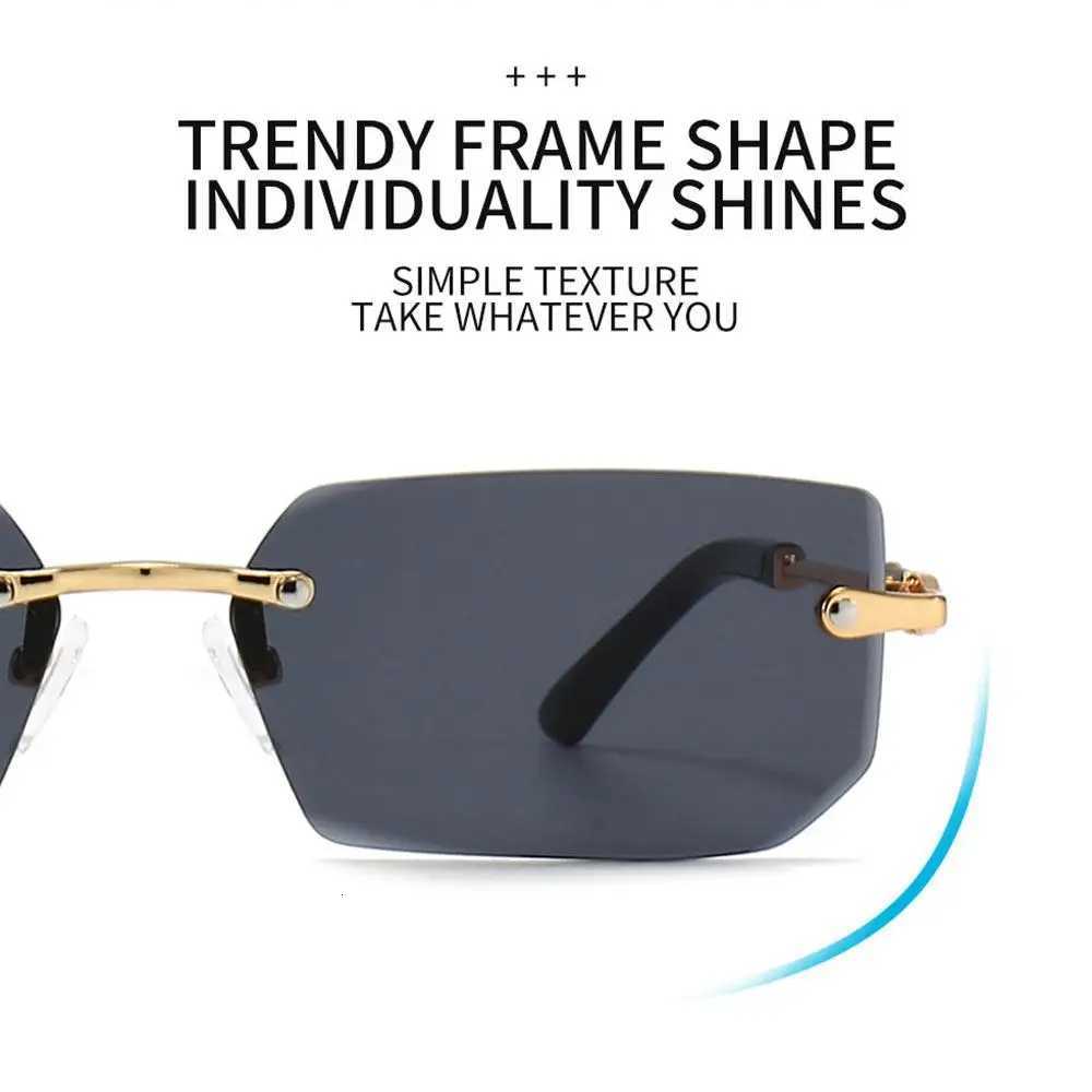 UV400 Rimless Rectangle Sunglasses Fashion Y2K F Sunglasses for Women Men W250709